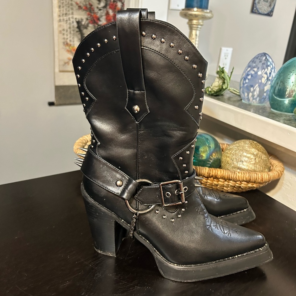 Dolls Kill Widow spiked Nocturnal Memories Western Boots Size 10 - Picture 4 of 10